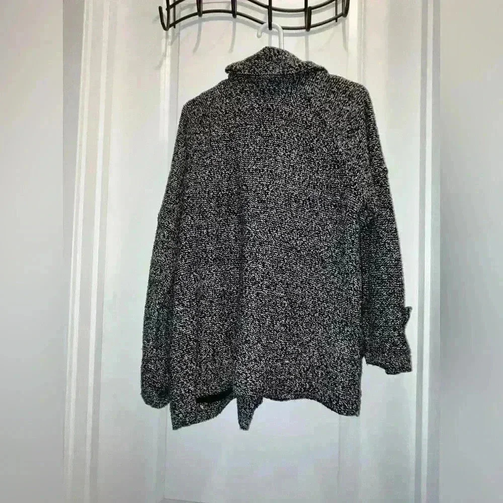 Free People Slouchy Boho Utility Moto Jacket Marled Black